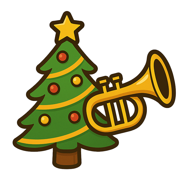 Symbol Weihnachtsbaum und Trompete