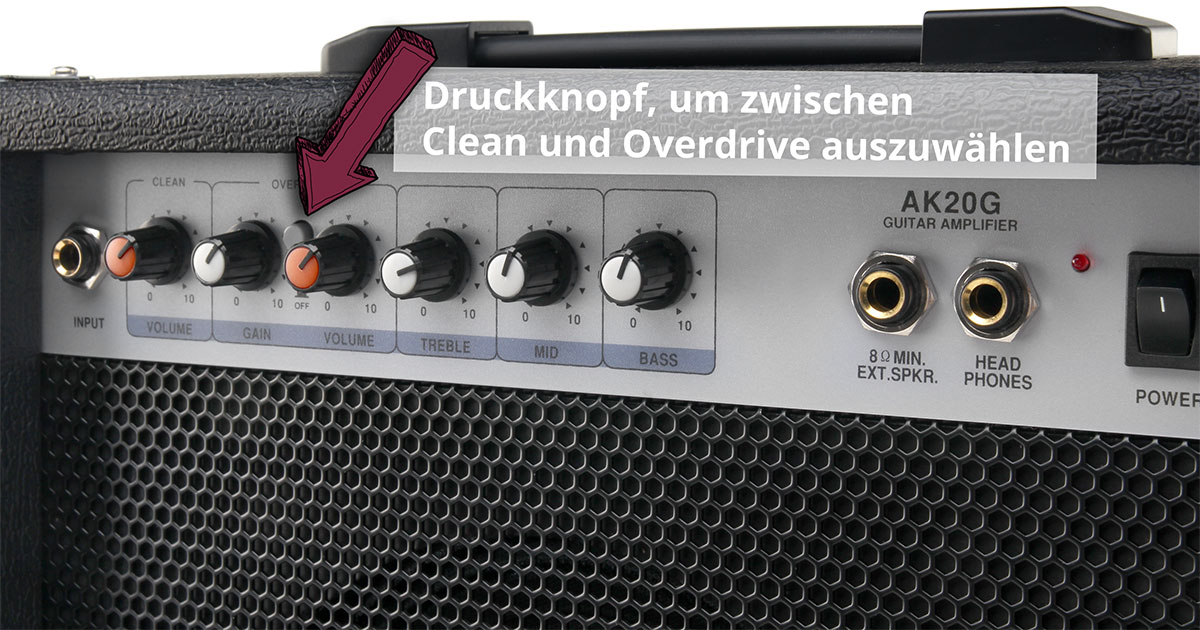 Kanäle Clean und Overdrive bei einem E-Gitarren-Verstärker