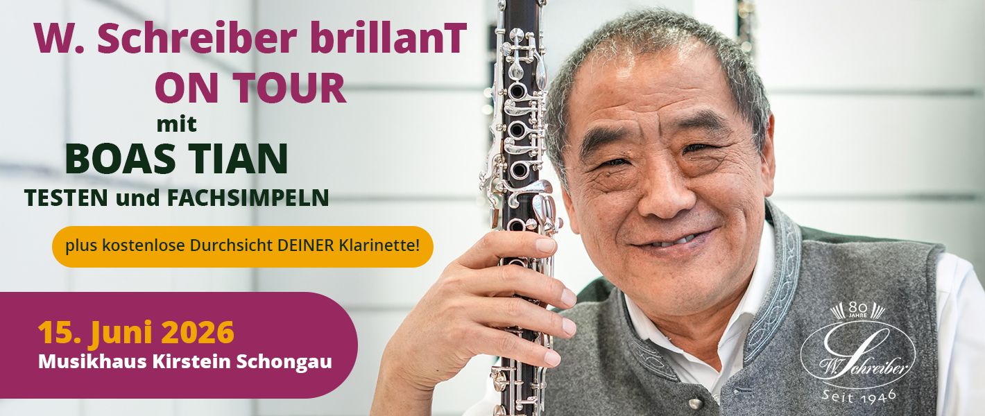 Klarinetten-Service mit Boas Tian. W. Schreiber brillanT on Tour. 80 Jahre W. Schreiber Klarinetten.
