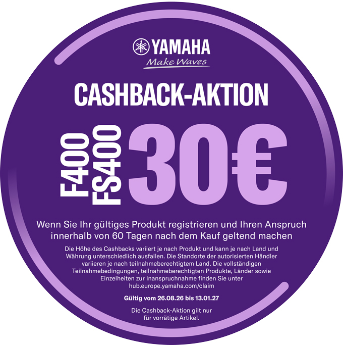RTM069 Yamaha Play now 30 Euro Cashback F400 FS400
